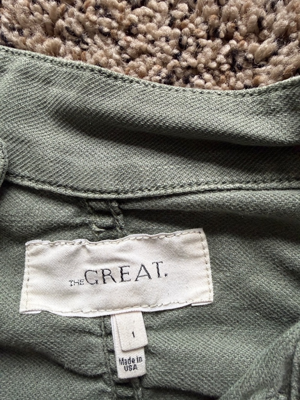THE GREAT. Military Green Button-Front Jacket - Picture 3 of 6